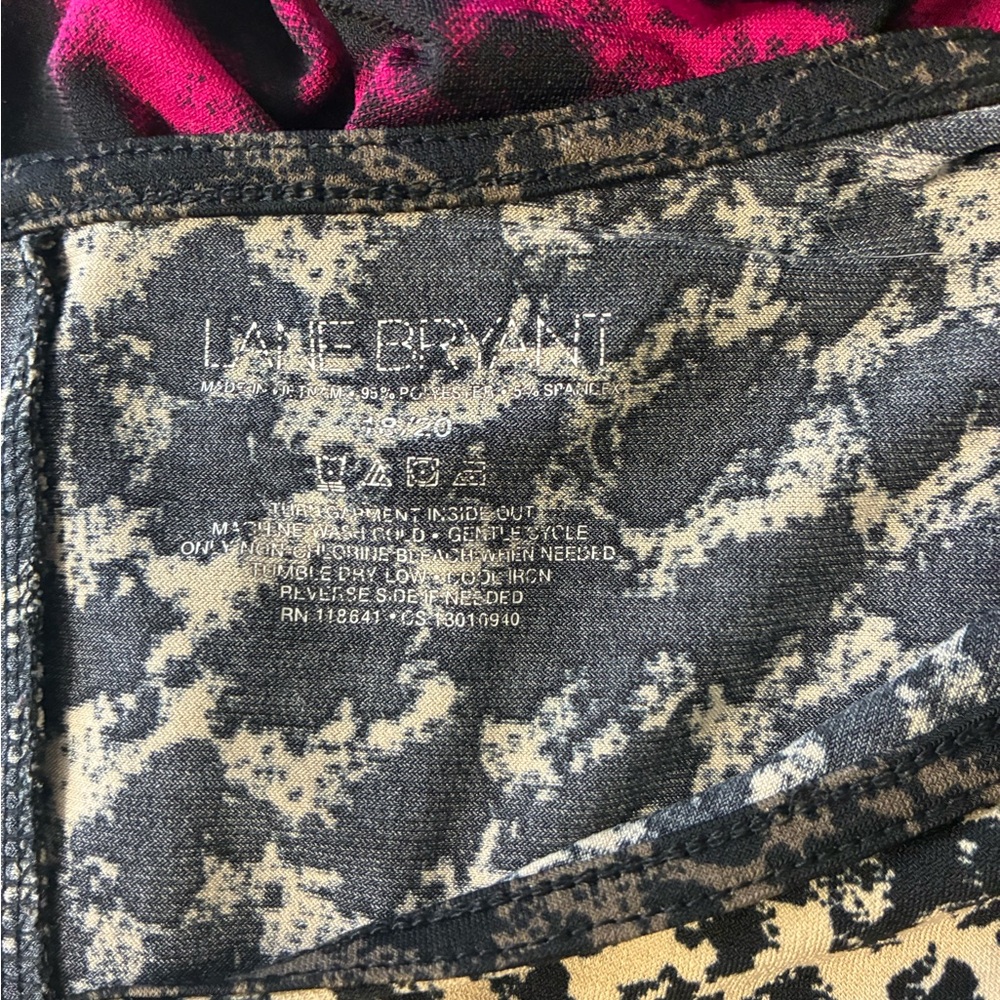 Lane Bryant Black Cream and Fuchsia Tie-Dye Tiered Midi Dress - Picture 15 of 15